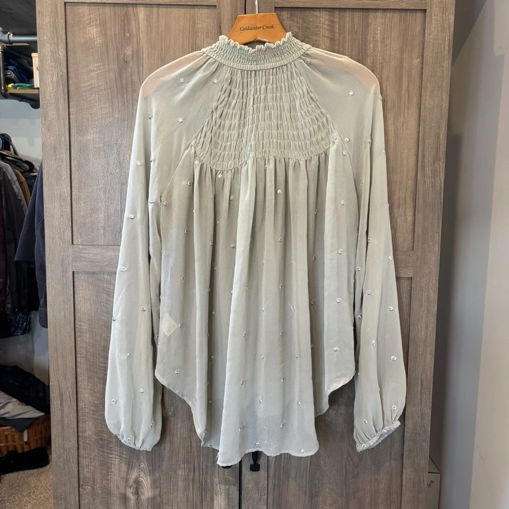 Free People Ready to Run Blouse Small‎ sheer flowy